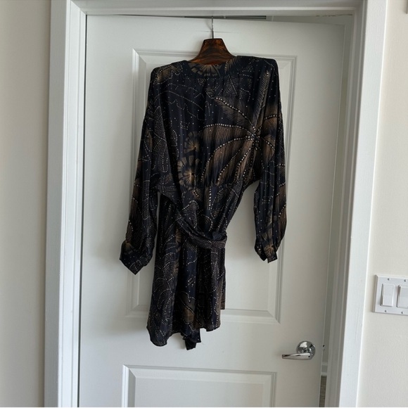 Farm Rio Black Golden Foliage Mini Dress - Picture 9 of 9